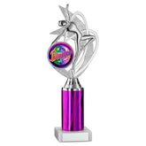 SILVER/PURPLE 'DANCE/GYM' FIGURE ASSEMBLED ON MARBLE (2" CEN/3" TUBE) - 10in
